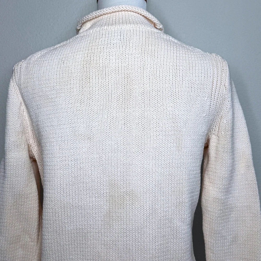 J. CREW ALWAYS Oarsman Roll Neck Womens Cotton Sweater S Cream Bleach Spots